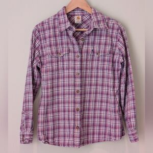Carhartt Womens Plaid Flannel Button Down Shirt